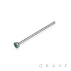 316L SURGICAL STEEL NOSE 15MM STRAIGHT FISHTAIL PIN WITH GEM